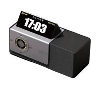 Bluetooth Speaker with Flip Screen, Portable HiFi Clock, Creative Desktop Clock with Flip Screen, Lyrics Display, 1800K Ambient Lighting, Bass Diaphragm Speaker for Home Party Outdoor(Black)