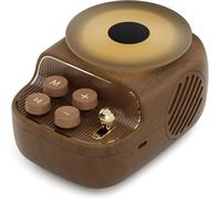 Bluetooth Speaker with Night Light Gift Women 3 in 1 Mini Bluetooth Speaker in Vintage Look Turntable with Essential Oil Diffuser Tray for Decoration (Wood Grain)