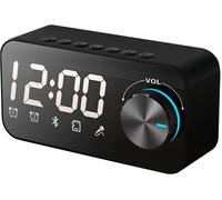 Bluetooth Speaker with RGB Light and Dual Alarm Clock,Multifunctional Music Box Portable Bluetooth Box,Dual Bass Speaker,360° Stereo Sound,LED Display (Black S16)