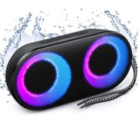 Bluetooth Speaker With Rgb Lights, Ipx7 Waterproof Shower Speaker With Deep Bass Mode, 20 Hours Playtime, Microphone, Tf Card, Shower, Pool