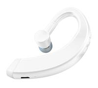 Bluetooth V5.0 Business écouteur HIFI Réduction du bruit HD Calling Zero Delay écouteurs sans fil Sweatproof 180 Tour d'oreille rotatif Casque unique avec micro, Blanc