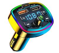 Bluetooth Voiture Transmetteur FM, Adaptateur Radio Lecteur de MP3, Allume Cigare Charge Rapide, Musique Accessoire Voiture, Kit Emetteur 4.8A USB, Appels Mains Libres, Support USB/Carte TF