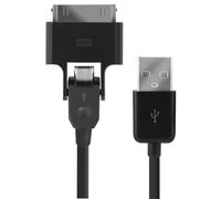 Bigben Connected Câble micro-USB avec adaptateur 30 broches Apple Noir