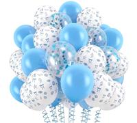Blueweenly Lot de 60 ballons bleus de 30,5 cm en forme d'étoile de mer et coquillages - Décoration de fête côtière pour enterrement de vie de jeune fille, mariage, anniversaire, décoration sous la mer