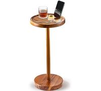 BLUEWEST Table d'appoint compacte de 62 cm de haut avec fente pour téléphone et base lestée, table d'appoint durable pour salon (plat, acacia)