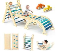 BlueWood Cadre d'escalade pour bébé Aire de jeux intérieure Montessori avec arche, rampe et triangle d'escalade