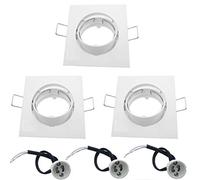 BlueXP 3 Pièces Cadres à Spots Encastrables Orientables GU10 Carrée Cadres de Montage avec GU10 Support de Lampe pour MR16 50mm LED et Halogène Chambre Salon Couloir-Blanc