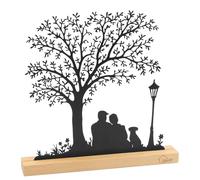 BlueXP Figurine Décorative Grands Parents en Métal Scène Emouvante avec Grand Mère & Grand père sous Un Arbre avec Chien & Réverbère Déco de Printemps pour Salon Chambre Fenêtre Cadeau pour Famille