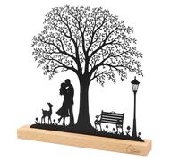 BlueXP Figurine Romantique en Métal Couple S’embrassant sous Un Arbre avec Biche Banc & Réverbère Décoration de Printemps pour Chambre Rebords de Fenêtre & Mariage Cadeau pour Les Amoureux