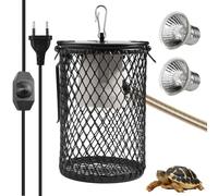 BlueXP Lampe Chauffante pour Reptiles avec Cage et 75W E27 Ampoule Chauffante Terrarium Reptile Lampe Chauffante avec Panier de Protection Temperatire Reglable pour Perroquets Tortues Lézard