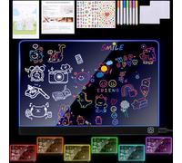 BlueXP Tableau de Dessin LED RGB pour Enfants 30x20cm Planche Acrylique Lumineuse avec Changement de Couleurs 7 Stylos Néon Câble USB Autocollants & Papier d’Histoires Cadeau Créatif dès 8 Ans