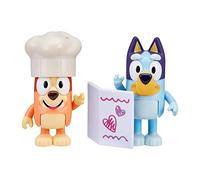 Bluey and Bingo Fancy Restaurant Lot de 2 Figurines d'action articulées de 2,5 Pouces, avec Menu Jouets et Chapeau de Chef, Jouet à Collectionner Officiel