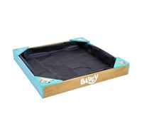 Bluey Bac à sable en bois FSC - bâche de fond et couverture de protection - Marron/Bleu