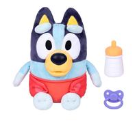 Bluey Bébé câlin et Soins, soigne, nourrit et Calme bébé, Peluche électronique de 28 cm avec 10 Sons de bébé différents, 2 Accessoires et Couche Amovible