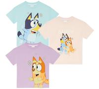 BlueY & Bingo - Lot de 3 T-Shirts à Manches Courtes pour Filles - Épaules Surdimensionnées - 100% Coton - 8-9 Ans: 134cm
