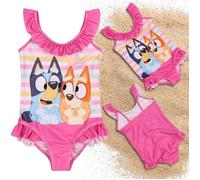 Bluey Bingo Maillot de bain pour filles, maillot de bain rose, une pièce 116-122 cm 122 cm