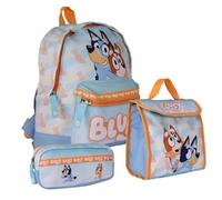 BlueY & Bingo Sac à dos, Sac à lunch et Trousse à Crayons pour Enfants, Bleu