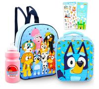 Bluey Bluey Mini sac à dos avec boîte à déjeuner - Ensemble avec mini sac à dos de 27,9 cm, sac à déjeuner, autocollants, bouteille d'eau, plus | Sac d'école et boîte à déjeuner Bluey pour tout-petits