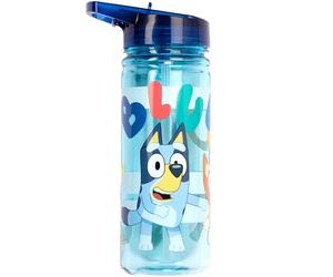 Bluey Bouteille d'eau avec paille - 580 ml - 100% étanche - Durable - En plastique solide et sans BPA - Bleu clair