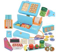 Bluey - Caisse enregistreuse sonore - Caisse de Vendeur ou vendeuse pour Enfants - 32 Accessoires avec Scanner, Argent, Accessoires Alimentaires et Carte de crédit - Coffret de Jeu interactif