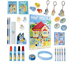 Bluey Calendrier de L'avent 2025 Compte à Rebours Noel Bingo Papeterie Enfant et Accessoires Kawaii Crayons de Couleur Marqueurs pour Enfants