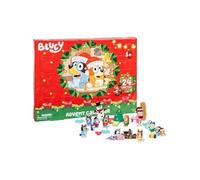 Bluey Calendrier de l'avent – 4 mini figurines (Bingo, Muffin, Socks), 12 accessoires, 24 cases