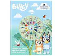Bluey Carnet A4 avec 12 mini crayons - Ensemble d'activités de coloriage pour enfants | Papeterie de voyage | Kit de crayons bleus | Coffret cadeau dessin et art pour enfants, garçons et filles