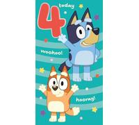 Bluey Carte d'anniversaire 4 ans pour les amateurs de bluey