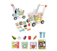 Bluey - Chariot de supermarché en Bois - 11 Accessoires Dont Un Scanner et des Courses Alimentaires - Jouet pour 18 Mois et Plus - Jouet de Vendeur ou vendeuse - Fabrication éco-Responsable