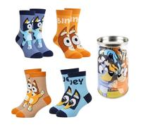 BlueY Chaussettes pour Garçons et Filles, Lot de 4 Chaussettes Classiques Cadeau pour Enfants, Taille EU 23/26