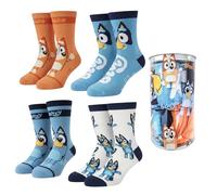 BlueY Chaussettes pour Garçons et Filles, Lot de 4 Chaussettes Classiques Cadeau pour Enfants, Tailles EU 23 à 30 (FR/ES, Numérique, 23, 26, Taille normale, Bleu)