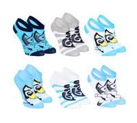Bluey Chaussettes pour Garçons, Lot de 6 Chaussettes en Coton, Cadeau pour Garçons et Adolescents, Taille EU 27/30