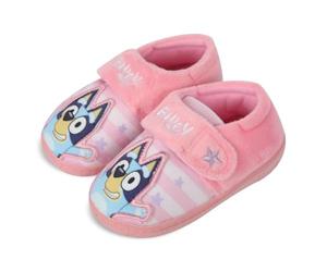 Bluey Chaussons pour filles sous licence officielle avec sangle tactile brodée en peluche douce Rose Tailles 39-46 A2Z 4, rose, 28 EU