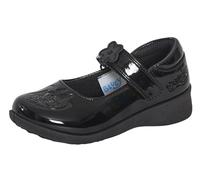 Bluey Chaussures d'école pour filles - Chaussures de bingo noires vernies - Semelle résistante - Sangle facile à attacher, Noir , 24 EU