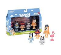Bluey Coffret 4 Figurines La Soirée Pyjama, 6,3 à 7,6 cm | Figurines articulées inspirées de l'épisode, recrée les scènes de la soirée pyjama ; jouet dès 3 ans
