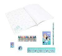 BlueY Coffret de Papeterie, Comprenant Un Cahier, Crayon, Règle, Taille-Crayon, Gomme et 12 Crayons de Couleur, Coffret Cadeau pour Enfants