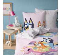 Parure de lit enfant 100% Coton - BLUEY COLORFUL - Rose - 140x200+63x63cm