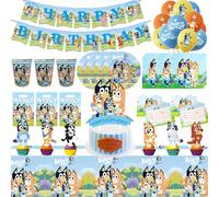 Bluey - décorations de fête d'anniversaire, thème Bingo, vaisselle jetable, assiette, tasse, bannière, Ballon, autocollants d'arrière-plan, jouet de réception-cadeau pour bébé Hat-6PCS