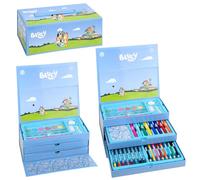 Bluey Ensemble de papeterie de coloriage pour enfants 52 pièces avec feutres aquarelle, crayons et crayons de voyage pour enfants