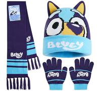 BlueY Ensemble Echarpe Bonnet Gant Fille 2 ou 3 Pièces, 3-6 Ans, Tricot Chaud Cosy Hiver, Accessoires Kawaii, Cadeau Enfants (Bleu Marine 3 Pcs)