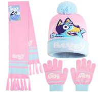 BlueY Ensemble Echarpe Bonnet Gant Fille 2 ou 3 Pièces, 3-6 Ans, Tricot Chaud Cosy Hiver, Accessoires Kawaii, Cadeau Enfants (Rose/Bleu 3 Pcs)