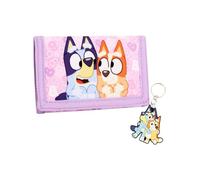 Bluey Ensemble portefeuille et porte-clés pour filles | Joli portefeuille à trois volets avec poche zippée | Cadeau amusant pour les enfants et les fans