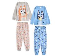 BlueY Ensemble Pyjama pour Enfants Pack de 2 | Haut à Manches Longues et Bas de Pyjama à Jambe Longue avec Personnage Bingo pour Enfants en Bleu et Beige | Vêtements de Nuit imprimés