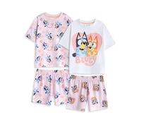 BlueY Ensemble Pyjama Rose pour Fille Bingo | Lot de 2 Pyjamas à Manches Courtes et Jambes Courtes | Pyjamas à imprimés Personnages de Dessins animés | Articles pour Enfants