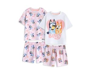 BlueY Ensemble Pyjama Rose pour Fille Bingo | Lot de 2 Pyjamas à Manches Courtes et Jambes Courtes | Pyjamas à imprimés Personnages de Dessins animés | Articles pour Enfants