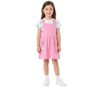 Bluey Ensemble robe et t-shirt pour fille | Robe rose avec poches | T-shirt blanc avec imprimé intégral | Bretelles réglables | Coton doux, rose, 6-7 ans