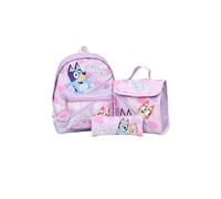 Bluey Ensemble sac à dos 3 pièces pour filles, sac d'école, sac à déjeuner et trousse à crayons - Sac à dos pour enfants, pour la crèche, les voyages et la rentrée scolaire