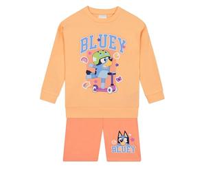 BlueY Ensemble Sweatshirt Et Short | Pull Et Short Fille | Vêtements Enfant Pour Le Printemps | Orange 18-24 Mois
