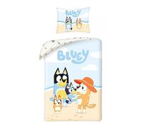 Halantex Parure de lit Bluey Family 100% coton Housse 140x200 cm + taie (Bluey,Bingo,Bandit,Chilli)