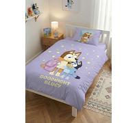Bluey Goodnight Housse de Couette Bébé 100x135 + Taie 40x60 Bingo Chilli | Parure de lit bébé réversible | Coton naturel doux respirant Oeko-Tex | Licence officielle | 0-3 ans | Lit barreaux